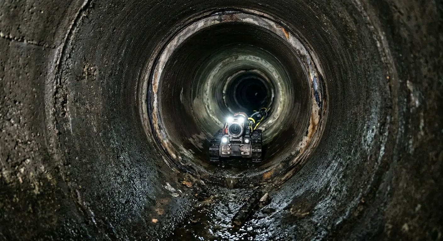 Robotic sewer camera inspecting pipe interior for Sewer Line Repair in Hunters Creek